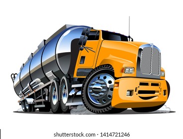 Cartoon semi tanker truck. Available EPS-10 vector format separated by groups and layers with transparency effects for one-click recolour