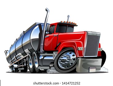 Cartoon semi tanker truck. Available EPS-10 vector format separated by groups and layers with transparency effects for one-click recolour