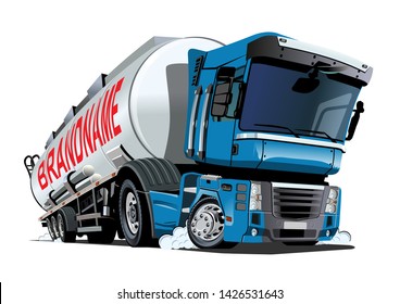 Cartoon semi tanker truck. Available EPS-10 vector format separated by groups and layers with transparency effects for one-click recolour