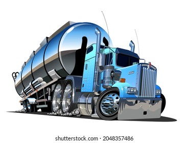 Cartoon semi tanker truck. Available EPS-10 vector format separated by groups and layers with transparency effects for one-click recolour