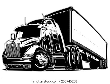 Cartoon semi truck. Available EPS-8 vector format separated by groups and layers for easy edit