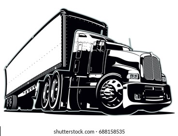 Cartoon semi truck. Available EPS-8 vector format separated by groups and layers for easy edit