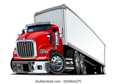 Cartoon semi truck isolated on white background. Available EPS-10 vector format separated by groups and layers for easy edit