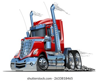 Cartoon semi truck isolated on white background