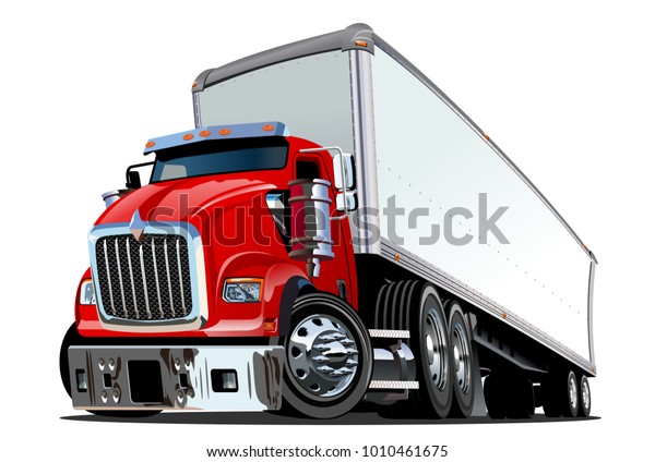 Cartoon Semi Truck Isolated On White Stock Vector (Royalty Free) 1010461675