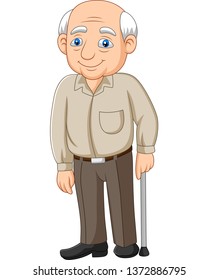 Cartoon senior elderly old man 