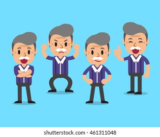 Cartoon senior man character poses