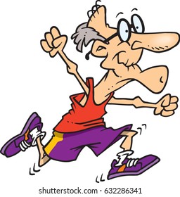 cartoon senior man running