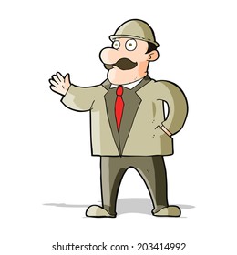 cartoon sensible businessman in bowler hat