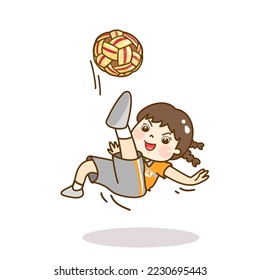 Cartoon the sepak takraw white background.