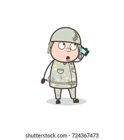 Cartoon Sergeant Calling Vector Concept