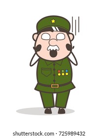 Cartoon Sergeant Screaming Fear Face Vector Stock Vector (Royalty Free