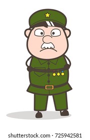 Cartoon Sergeant Shocked Face Vector Illustration