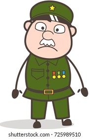 Cartoon Sergeant Surprised Face Vector Illustration