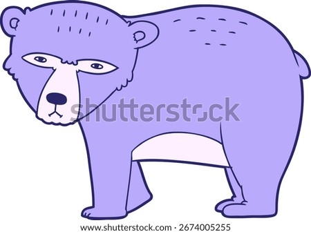 cartoon serious bear in bright neon color