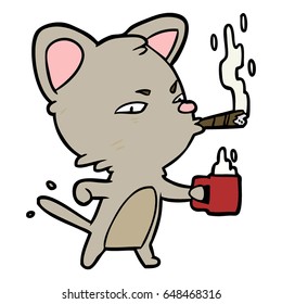 Cartoon Serious Business Cat Coffee Cigar Stock Vector (Royalty Free ...