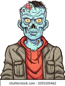 Cartoon serious zombie. Vector clip art illustration with simple gradients. Head and body on separate layers. 
