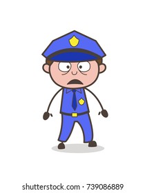Cartoon Serviceman Astonished Face Vector