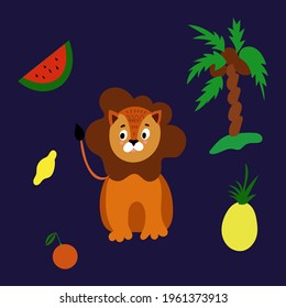 Cartoon set of Africa. Vector illustration