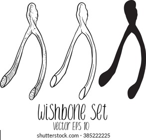 Cartoon set art of a clean, white Magical Wishbone sketch