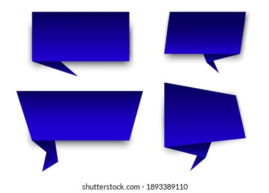 Cartoon set with blank blue banners. Talk bubble. Cloud icon, cloud shape. Sticker design. Stock image. EPS 10.