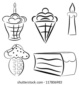 Cartoon set of cakes. eps10