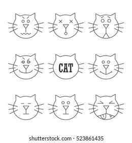 Cartoon Set Cat icon character feeling. Vector EPS 10