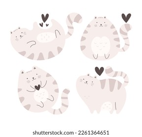 cartoon set of cats. colorful vector flat style illustration for kids. baby design for cards, prints, posters, cover