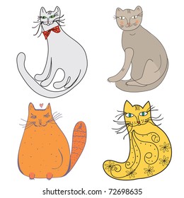 Cartoon set of cats in different styles