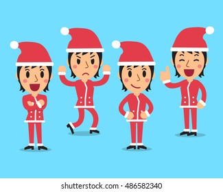 Cartoon set of christmas woman character