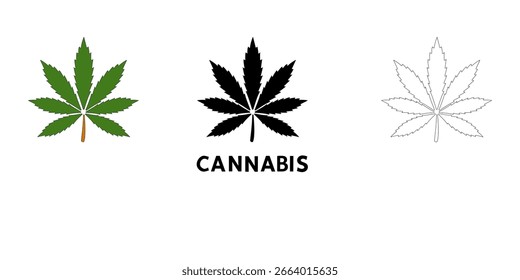  Cartoon Set Collection Cannabis Simple Logo Design Icon Digital