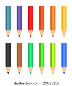 Cartoon Set Colored Wood Pencils On Stock Vector (Royalty Free ...