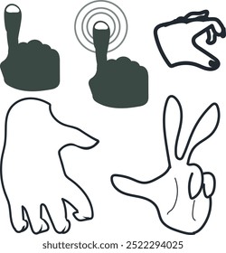 The cartoon set consists of human hands with pointing fingers.