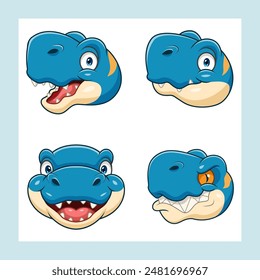 cartoon set of cute dinosaur heads