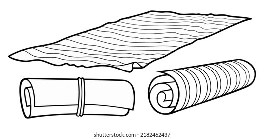 Cartoon set of cute doodle beach mats and rugs. Vector funny illustration.