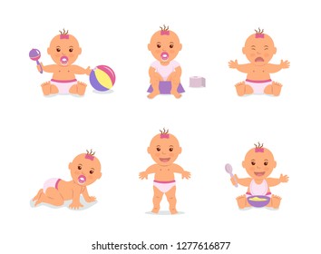 Cartoon Set Cute Infant Diaper Happy Stock Vector (Royalty Free ...