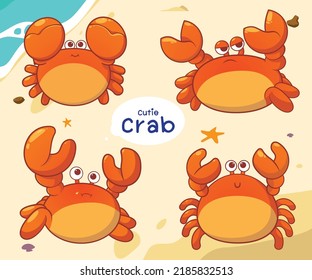 Cartoon set of cutie crab