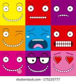 Cartoon Set Of Different Cute Faces