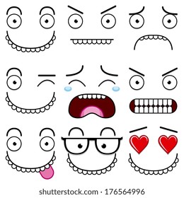 Cartoon Set Of Different Cute Faces