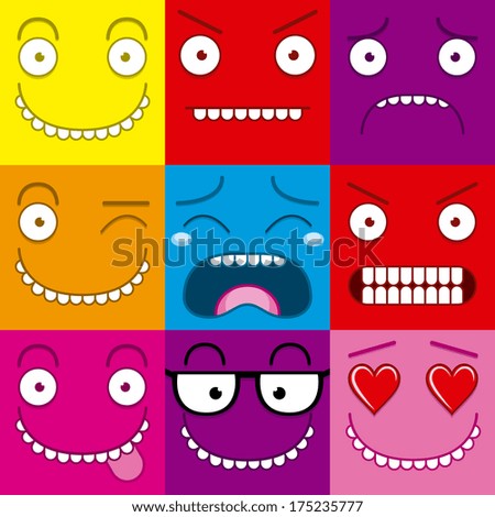 Cartoon Set Of Different Cute Faces