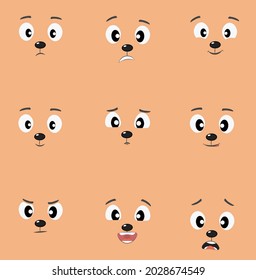 Cartoon set of different facial expressions