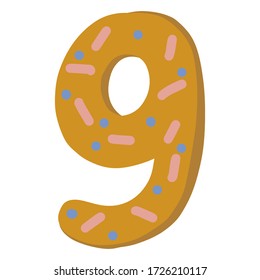 Cartoon set with different numbers. Doodle illustration about school and mathematics.