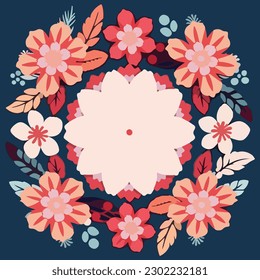Cartoon set of flat floral stickers. Vector illustration for print	