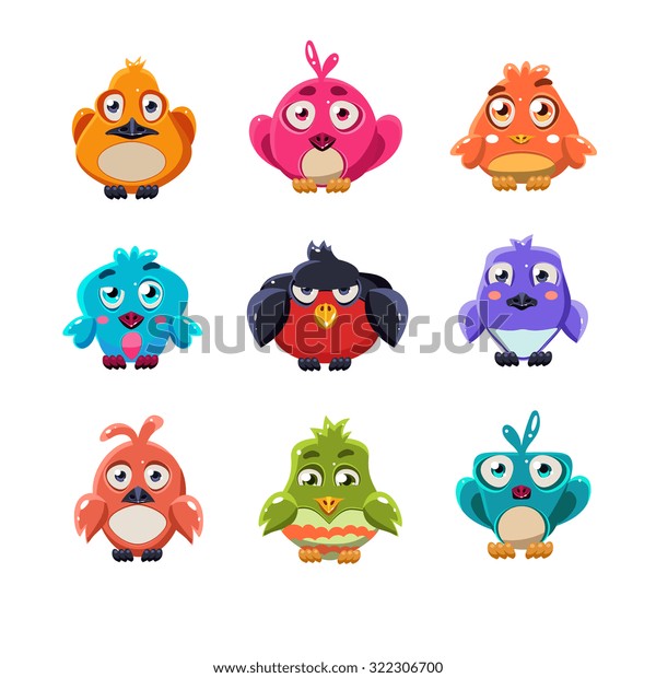 Cartoon Set Funny Colourful Cute Little Stock Vector (royalty Free 