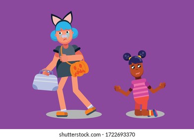 Cartoon set of Halloween characters. Vector mummy. Great for party decoration or sticker