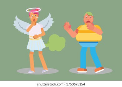 Cartoon set of Halloween characters. Vector angel. Great for party decoration or sticker