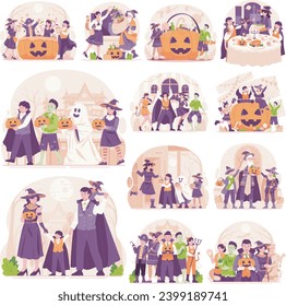 Cartoon set of Halloween Party Festival Graphics Illustration