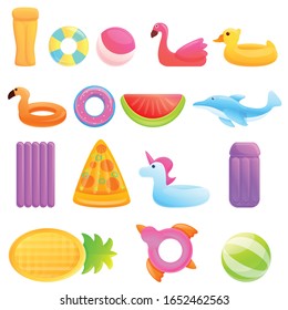   Cartoon set of inflatable mattress vector icons for web design
