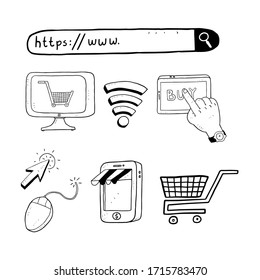 caricatura aislada en Internet sobre fondo blanco