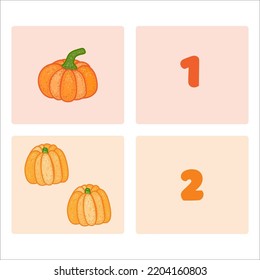 Cartoon set with learning numbers 1-2